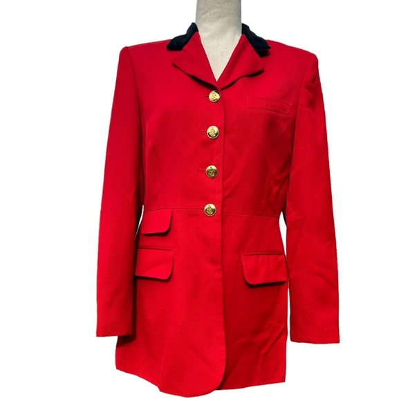 VINTAGE RALPH LAUREN RED EQUESTRIAN RIDING JACKET/ BLAZER Size 8 - Picture 5 of 13